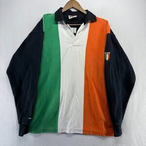 Vintage Ireland Rugby Shirt Men's 2XL Flag Colorlock Barbarian Heavy Cotton 90s